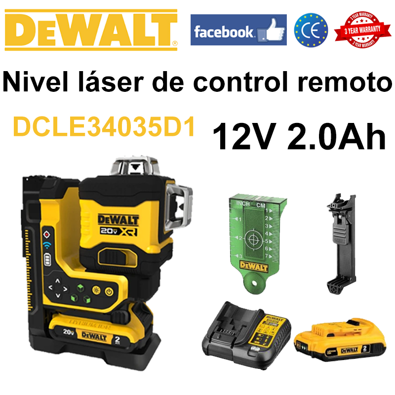 DeWalt レーザーレベル + バッテリー * 1 + 充電器 + レーザーターゲット + ブラケット
