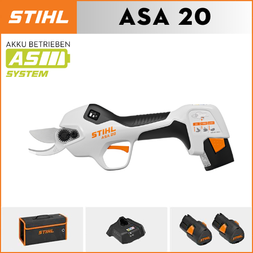 【STIHL】ASA20*1、リチウム電池*2、収納ボックス*1、ハサミ交換ヘッド*1、充電器*1